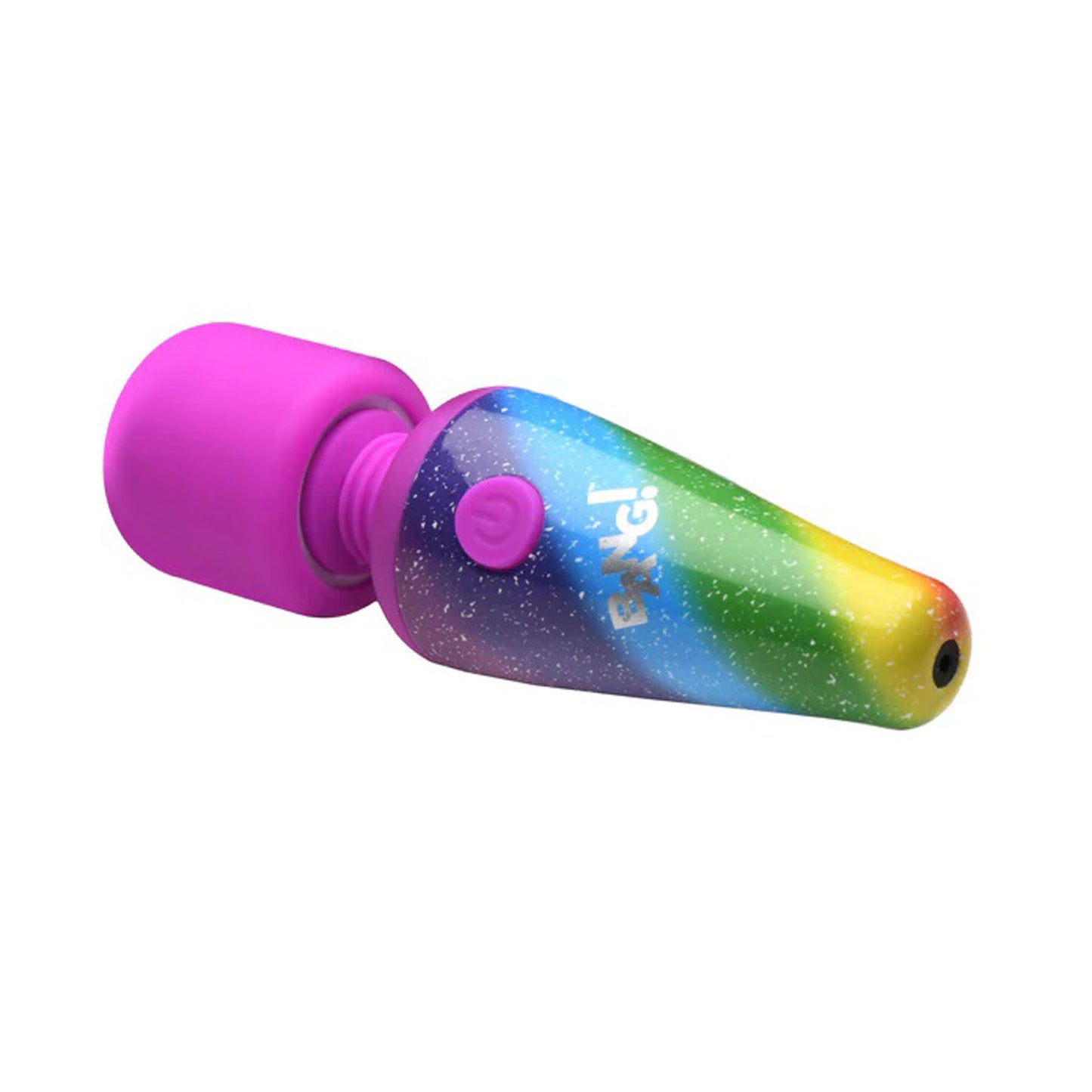 BANG Rainbow Mini Wand for Women & Couples. 3 Speeds & 7 Patterns, Premium Silicone. Flexible Neck and Wide Head. Rechargeable, Cordless. 2 Pieces, Purple & Rainbow.