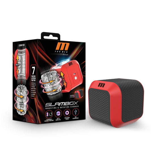 Blush M for Men Slambox 360° Rotating Male Masturbator, 7 Powerful Stroking Modes, Realistic Soft Inner Sleeve, Open Ended - One-Touch Control, USB Rechargeable, Automatic Sex Toy for Men - (Red)