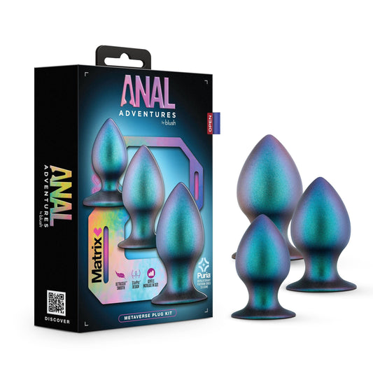 Blush Novelties Anal Adventures Matrix Metaverse Plug Kit - Puria Silicone Anal Plug, UltrasilkSmooth, Anal Sex Training Kit, Beginners Sex Toy for All Genders, Anal Dildo Stretcher