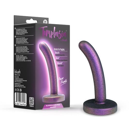 Blush Novelties Temptasia Surrender Peg 4.75 Inch Beginner Pegging Dildo Harness & Strap On Compatible, Designed for BDSM & Role Play - Platinum Cured Silicone - Power Purple - Adult Sex Toy