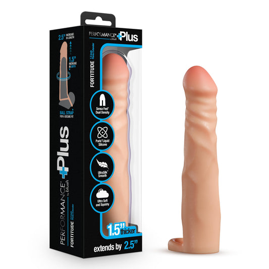 Blush Sex Toys for Men - Performance Plus Fortitude Realistic Penis Extender Sleeve - 7 Inch - Dual Density Liquid Silicone Reusable Cock Sleeve - Penis Extension Enlarger Male Pleasure Tool - Beige