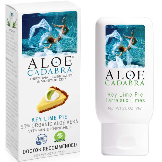 Aloe Cadabra Flavored Personal Lubricant and Vaginal Moisturizer, Organic Edible Aloe Lube for Men, Women, and Couples, Non-Staining, pH Balanced, Toy Compatible (Key Lime Pie, 2.5 Ounces, 1 Pack)