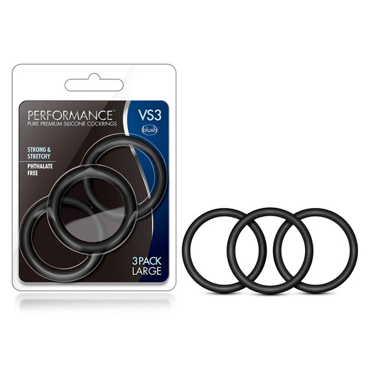 Performance - 3 Pack Male Enhancement Silicone Penis Cock Ring Erection Enhancing C-Rings Set - 2 Inch Diameter