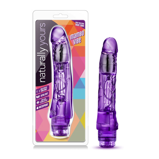 Blush Novelties Mambo Vibe - 9 Inch Soft Vibrating Dildo - Tunable Vibrations Located at The Tip for Deep Stimulation - Flexishaft So It's Not Floppy - Waterproof Vibrator for Couple - Clear Purple