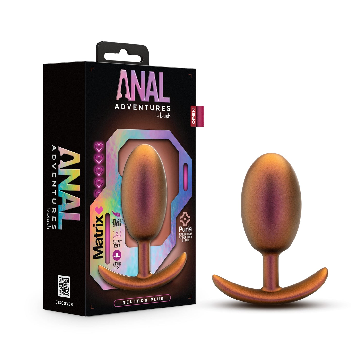 Blush Anal Adventures Matrix 4" Vibrating Butt Plug w/Inner Ball - Stayput & AnchorTech Base - Puria Silicone, Ultrasilk Smooth Body-Safe - Neutron Anal Plug Women, Men & Couples Sex Toy - (Bronze)