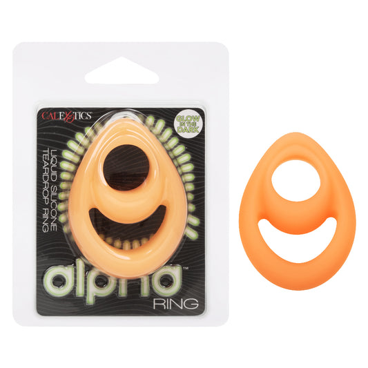 CalExotics Alpha Glow-in-The-Dark Liquid Silicone Teardrop Penis Ring for Men with Build-in Scrotum Ring - SE-1492-30-2