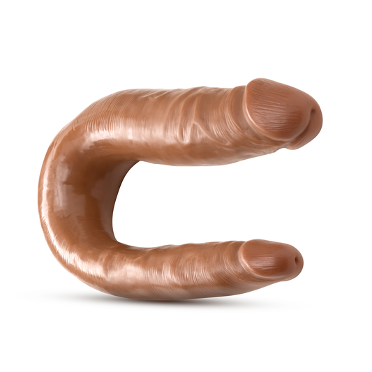 Blush B Yours 12.5” Sweet U-Shaped Dildo for Double Penetration, 1 Wide 1 Narrow End Realistic Silicone Double Dildo - Beginner Anal & Vaginal Cock - Adult Sex Toy for Women, Men, Couples - (Mocha)