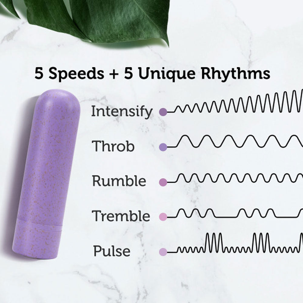 Blush Gaia® Eco 2.75" Mini Bullet Vibrator, G-Spot, Anal, Vaginal, Nipple Personal Massager, 10 Vibe Modes, Plant-Based Bioplastic, Splashproof, USB Charge, Adult Sex Toys for Women, Couples - Lilac