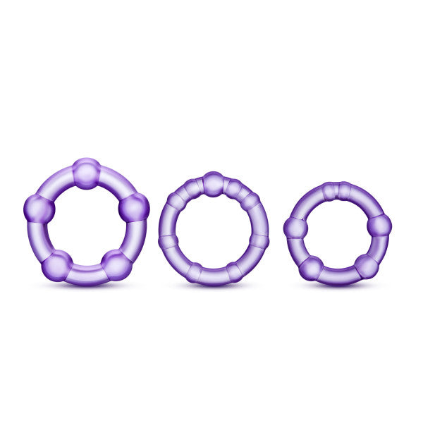 Blush Novelties Stay Hard Beaded Cockrings, Purple, 0.7 Ounce