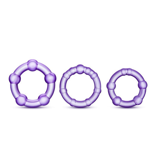 Blush Novelties Stay Hard Beaded Cockrings, Purple, 0.7 Ounce