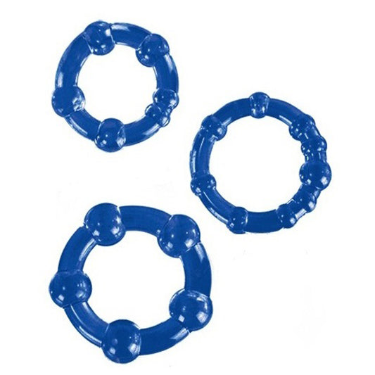 Blush Novelties Textured Cockring Trio, Blue
