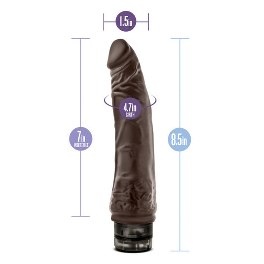 Blush 8.5" Dr. Skin Cock Vibe #7 Realistic Vibrating Dildo, FlexiShaft Throbbing Chocolate Penis, Multi-Speed Deep Vaginal & Anal Vibrations Pleasure, IPX7, Body-Safe Adult Sex Toy for Women & Couples