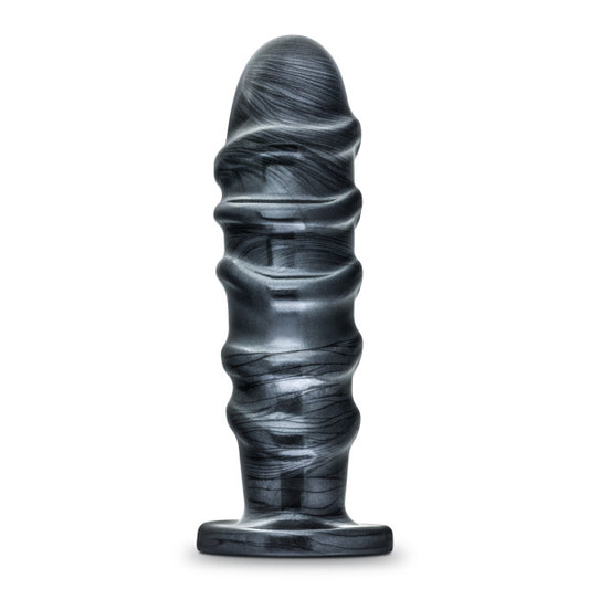 Blush Jet Annihilator - 11" Long Huge Butt Plug - Extreme Advanced 3" Thick Anal Probe Dildo with Ridges - Flexible Suction Cup Harness Compatible - Sex Toy Women Men Couples - Carbon Metallic Black
