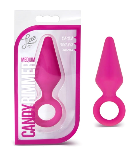 Blush Novelties Candy Rimmer - Puria Platinum Silicone 4.5" Butt Plug - Ultrasilk Smooth - Tapered Design - 1.25" Max Width - Sturdy Pull Ring - Body Safe Beginner Sex Toy for Women Men - Pink