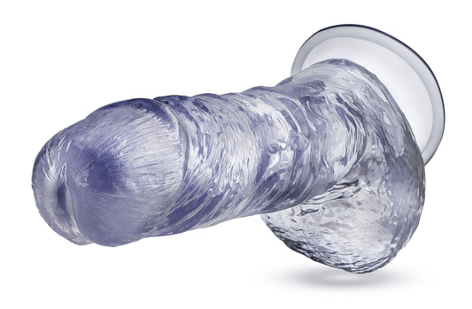 Blush 9" B Yours Plus Hearty n’ Hefty Silicone Dildo w/Balls, 1.75" Wide Realistic Penis, Suction Cup, O-Ring Compatible, Adult Sex Toy for G- P-Spot & Anal Play Clear Cock for Women, Men, Couples