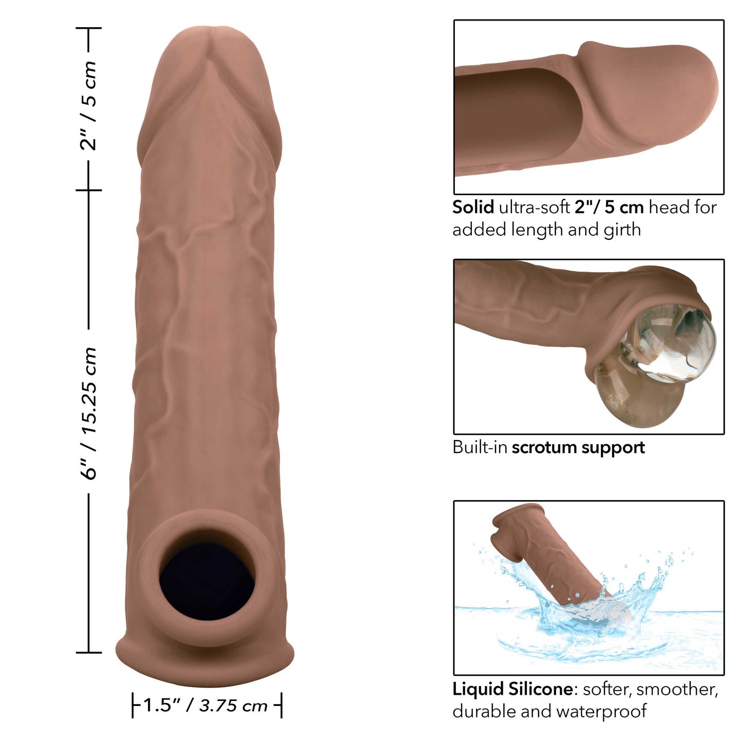 CalExotics Performance Maxx Life-Like Extension 8 Inch -Brown