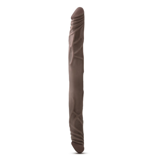 Blush Dr. Skin 14" Realistic Double Dildo - Lifelike Dual-Ended Cock for Deep Penetration - Soft PVC - Anal & Vaginal Fantasy Game Play Long Penis - Adult Sex Toy for Women & Couples - (Chocolate)