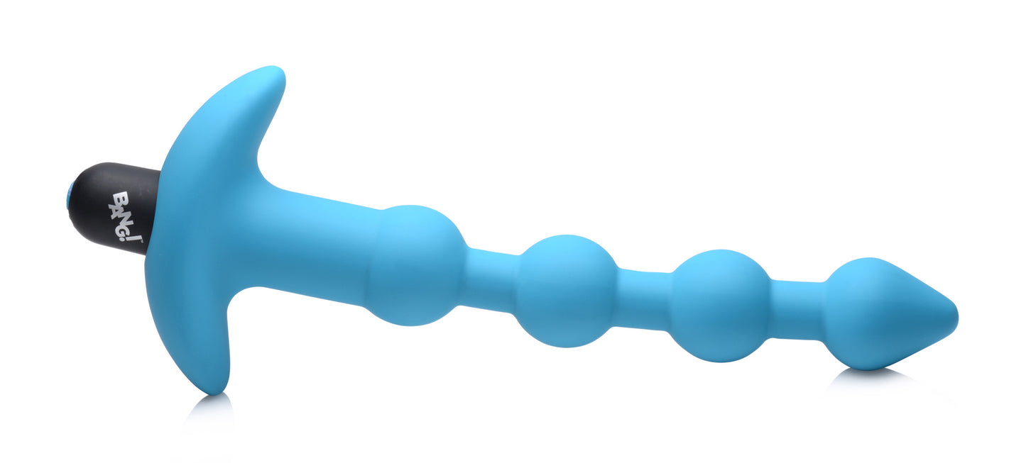 Bang - Vibrating Silicone Anal Beads and Remote Control - Blue