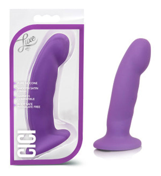 Blush 6" Luxe Cici Puria Platinum Silicone G Spot Stimulating Dildo, Soft UltraSilk Smooth Curved Realistic Cock, Strap-On Harness Compatible, Anal Adult Sex Toy Penis for Women Men Couples - (Purple)