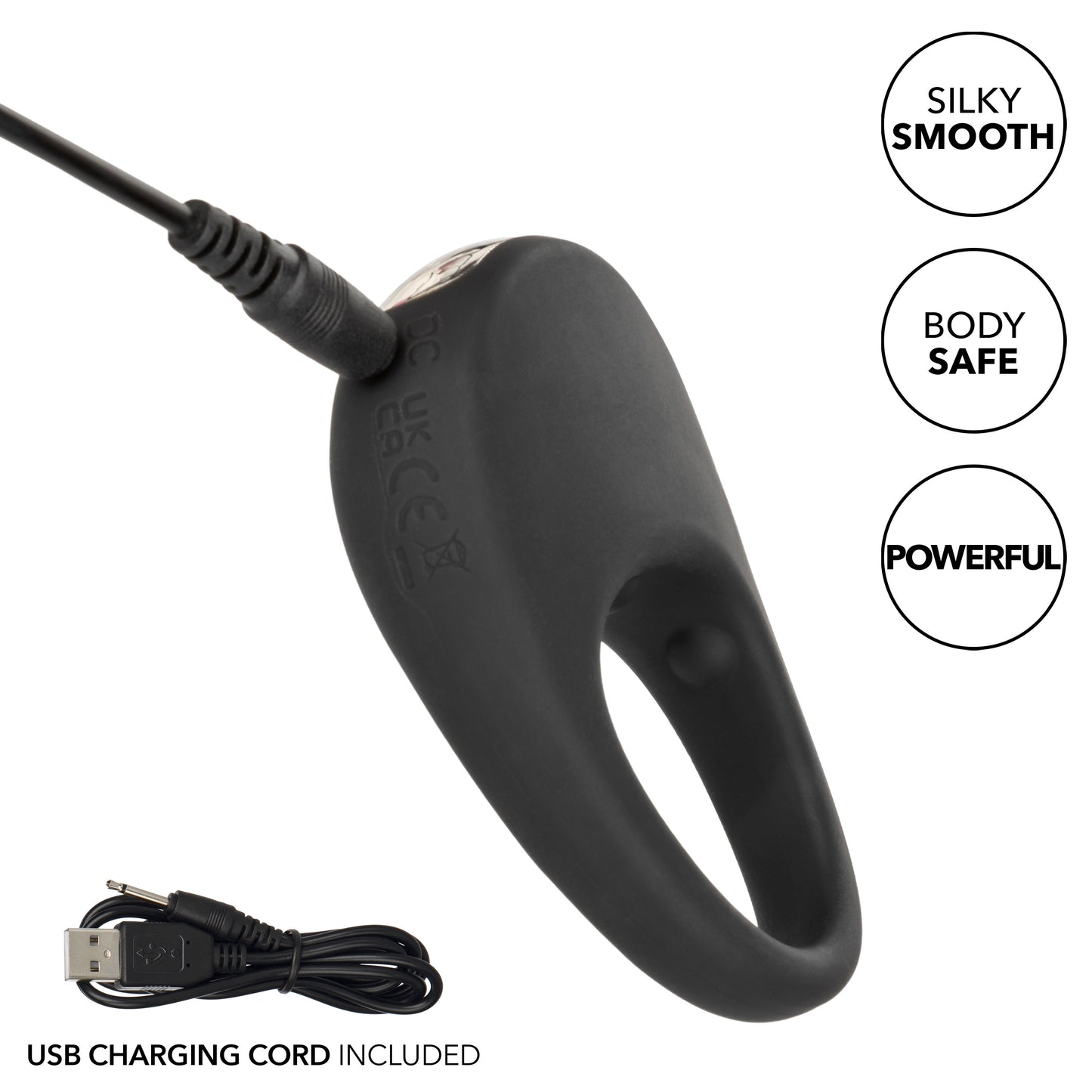 CalExotics Silicone Rechargeable Pleasure Cock Ring Vibrator for Men - SE-1841-07-3 Black