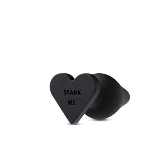 Blush Novelties Temptasia Spank Me Heart Shaped Silicone Butt Plug, Candy Heart Anal Plug, Sex Toy for Women, Black