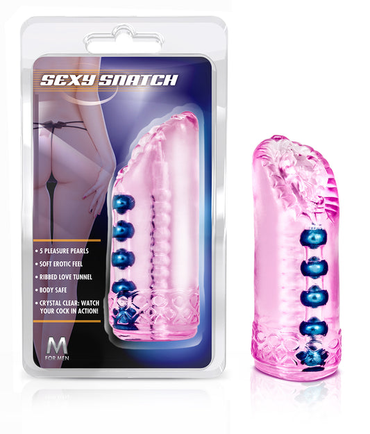 Pleasure Beads Male Masturbation - Ribbed Realistic Feel Vagina Stroker - Sex Toy for Men (Pink)