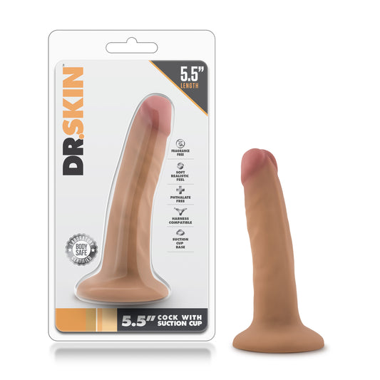 Blush Adult Sex Toys - Dr. Skin - 5.5" Small Realistic Dildo with Suction Cup - Soft Strap On Penis for Pegging Anal G Spot & Vaginal Pleasure - Sculpted Adult Toys for Women Men & Couples - Mocha