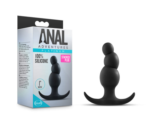 Blush Novelties Anal Adventures Platinum Stacked Silicone Butt Plug - 3.2 Inch Length and 1 Inch Width - Designed for Both Anal & Prostate Play - Flared Base for Safety, Comfort - Sex Toy