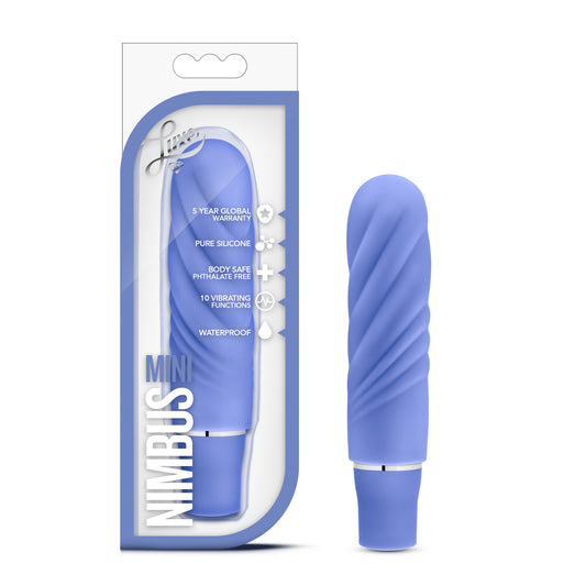 Blush Luxe Nimbus Mini Vibrator for Women, 4.75" Satin Smooth Silicone Bullet Dildo, 10 Function Powerful Vibrating Clit, Nipple & G Spot Stimulator, IPX7 Small Adult Sex Toy for Couples - Periwinkle