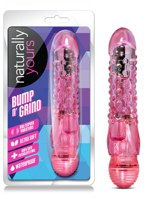 Blush 6.25" Naturally Yours Bump n Grind Realistic Slim Dildo w/MultiSpeed Powerful Vibrations, Flexible Soft Shaft Pleasure Bumps Anal & Vaginal Cock, IPX7, Women, Men, Couples Adult Sex Toy Penis