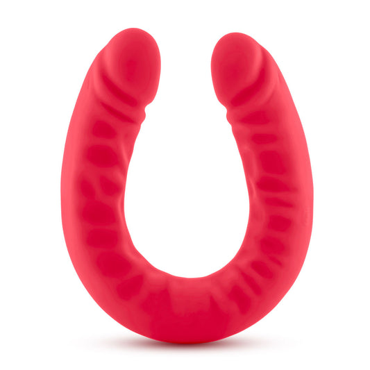 Blush Novelties Ruse Platinum Cured Ultrasilk Purio Silicone Double Headed Dildo - 18 Inch Curved Realistic DP Double Penetration - 1.75" Thick - Male Female Pleasure Adult Couples - Cerise