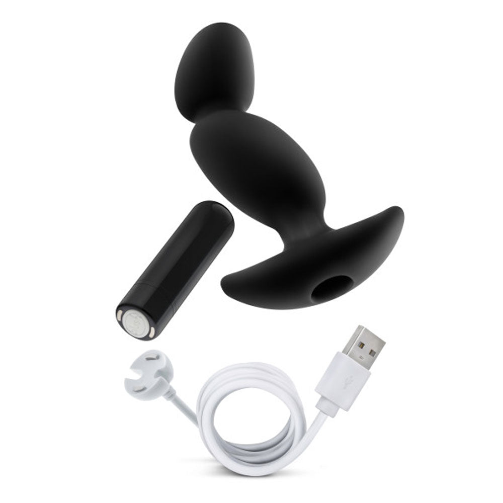 Blush Anal Adventures Platinum 6.5" Vibrating Prostate Massager - Silicone Anal Plug, 10 Powerful Vibe Modes, Rechargeable, IPX7, Ultrasilk Curved Butt Plug for Women Men Couples Anal Pleasure Sex Toy