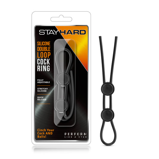Blush Novelties Stay Hard Silicone Double Lasso Loop C Ring and Ball Cinch - Strong, Stretchy - Increase Stamina - Harder Erections - Convenient Dual Quick Release Locks - Sex Toy