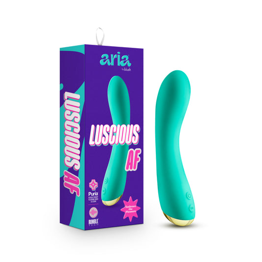 Blush Aria Luscious AF G-Spot Vibrator for Women - Rumbly 7-Mode Silicone Rechargeable Vibrating Wand w/RumbleTech Motor - IPX7, Ultrasilk Smooth, Magna Charge USB - Couples Adult Sex Toy - (Teal)