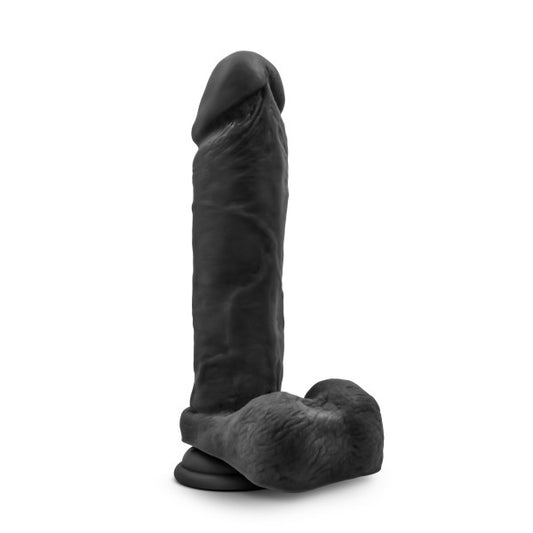 Blush Novelties Au Naturel Bold Massive 9 Inch Soft Realistic Sensa Feel Dual Density Flexishaft Suction Cup Strap On Harness Compatible Dildo - Sex Toy for Women and Men - Black