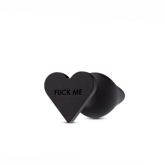 Blush Temptasia Silicone Butt Plug - Heart Shaped Anal Plug with Erotic Message - 4.25" Length, 1.75" Width - Pure Silicone for Women - Comfortable Insertion, Safe Base - Black Anal Toy
