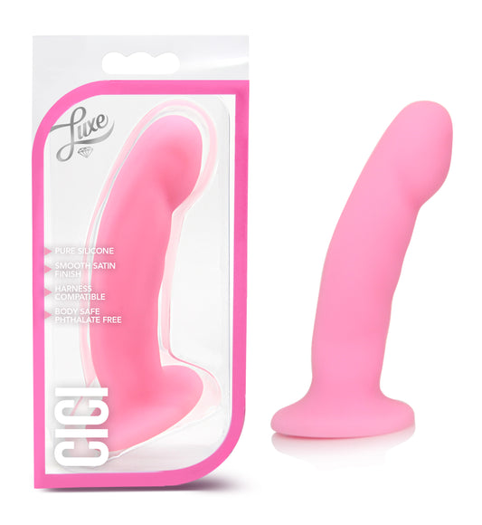 Blush Luxe Cici Small 6" G-Spot Dildo – UltraSilk Smooth Curved Realistic Silicone Dildo with Suction Cup – Strap-On Penis for Anal & Vaginal Stimulation - Adult Sex Toy for Women & Couples – Pink