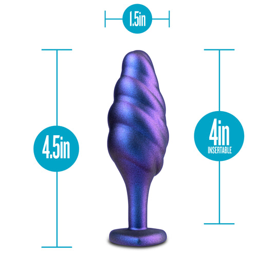 Blush Anal Adventures Matrix Bumped Bling Sapphire 4.5" Silicone Anal Plug, Textured Jewel Butt Plug StayPut Comfort Easy Glide Design, UltraSilk Silicone Beginner Friendly Women Men Couples Anal Toy