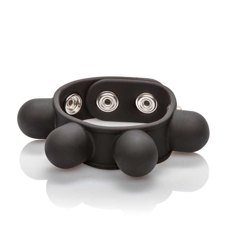 CalExotics Weighted Ball Stretcher Silicone with Fully Adjustable 3 Snap Design Erection Enhancer, Black (43055)