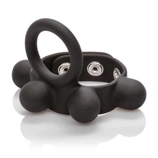 CalExotics Medium Weighted C-Ring Ball Stretcher Silicone with Fully Adjustable 3 Snap Design Erection Enhancer, Black (43056)