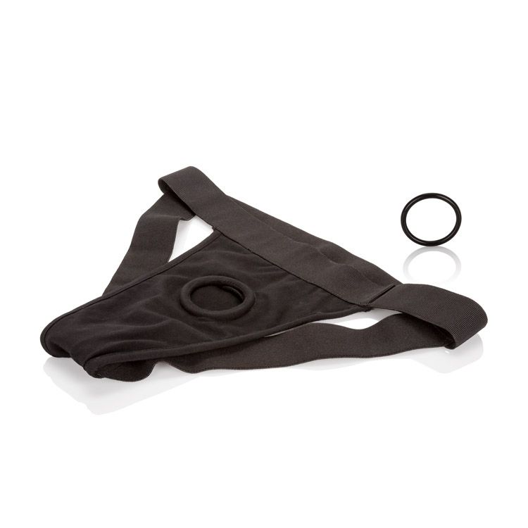 CalExotics Packer Gear Black Jock Strap Harness – Adult Sex Toy Strap On Dong Packer Probes for Couples - XS / S