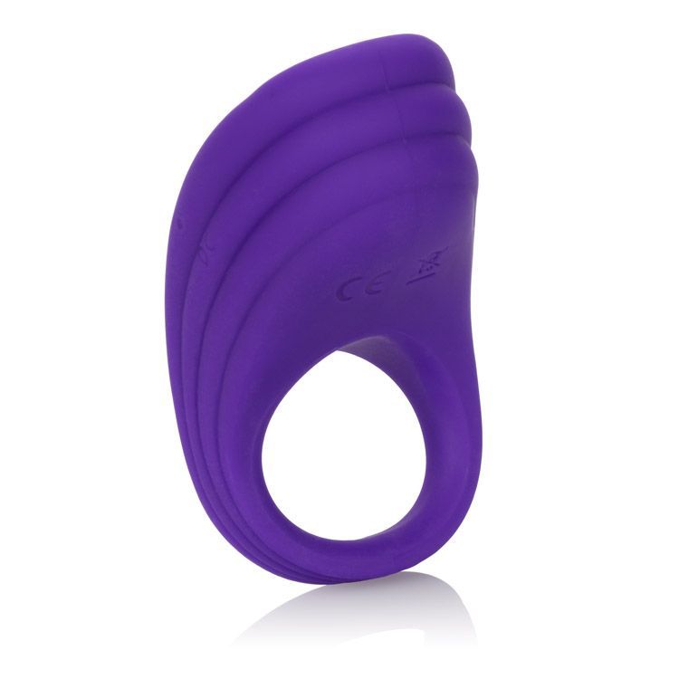 CalExotics Rechargeable Passion Enhancer – 7 Function Vibrating Waterproof Pleasure Ring – Silicone Clitoral Massager Sex Toy for Couples - Purple