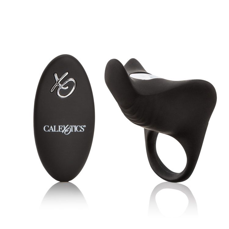 CalExotics Silicone Rechargeable Remote Pleasurizer – 12 Function Vibrating Waterproof Pleasure Ring – Silicone Clitoral Massager Sex Toy for Couples - Black
