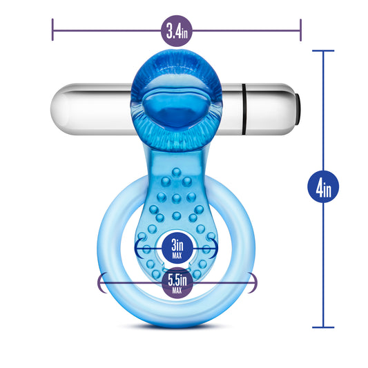 Blush 61815: Stay Hard - 10 Function Vibrating Tongue Ring - Blue