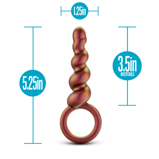 Blush Anal Adventures Matrix 5.25" Spiral Loop Butt Plug, Graduated Swirls Anal Dilator w/Easy-Pull Loop, Beginner & Advanced Men Women Couples UltraSilk Silicone Anal Butt Plug Adult Sex Toy- Copper
