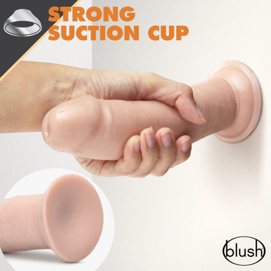 Blush Novelties Dr. Skin Glide 8 Inch Long Self Lubricating Dildo - Strap On Harness Compatible Suction Cup - 2 Inch Thick Big Realistic Penis Sex Toy for Adults Men Women - Vanilla
