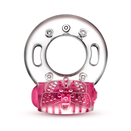 Play with Me Arouser - Vibrating C Ring - Includes 4 Sets of Batteries - Soft, Stretchy to Accommodate All - Soft Clitoris Stimulating Ticklers - Sexual Enhancer for Couples - Pink, Clear