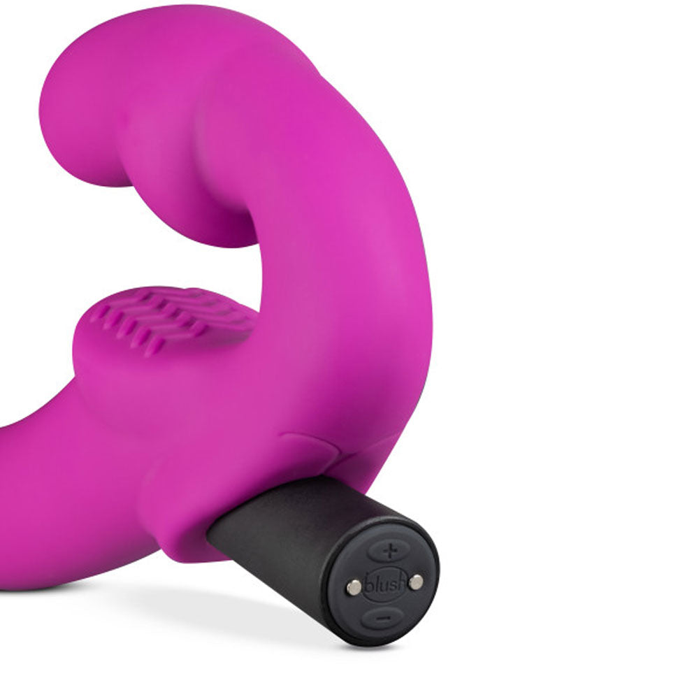 Blush Temptasia Estella 9.5" Silicone Curved Vibrating Dildo, Double Ended Strapless Cock, Rechargeable, Waterproof, Deep Down There Anal & Vaginal Pleasure Adult Sex Toys for Women & Couples - (Pink)