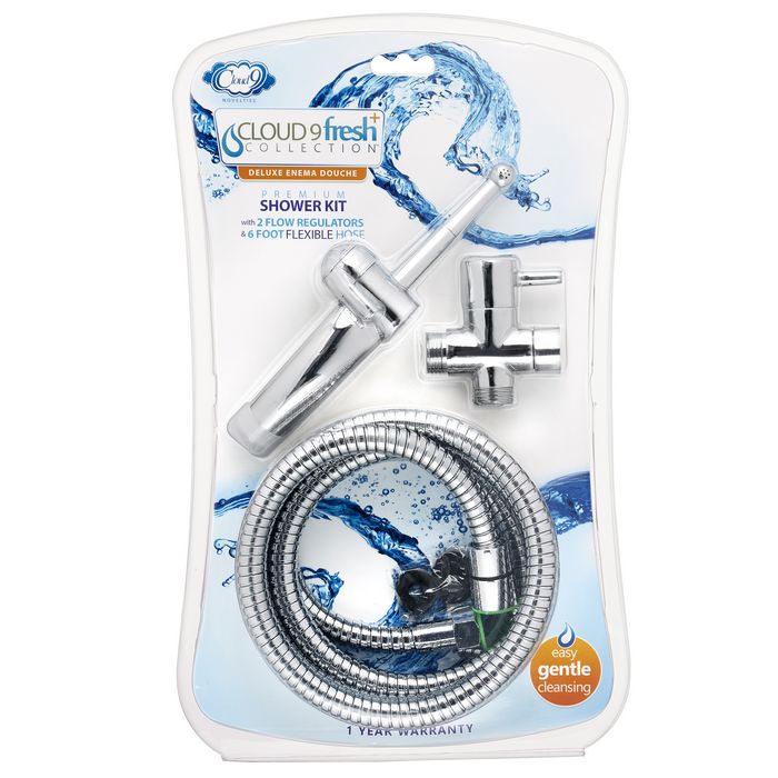 Cloud 9 Novelties Deluxe Enema Douche Premium Shower Kit with 2 Flow Regulators and 6 Foot Flexible Hose