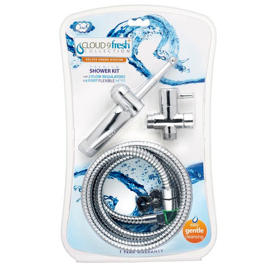 Cloud 9 Novelties Deluxe Enema Douche Premium Shower Kit with 2 Flow Regulators and 6 Foot Flexible Hose